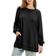 thumbnail image 2 of Timegard Lightweight Sweatshirts for Women Crewneck Loose Long Sleeve Tops Pullover Fall Solid Color, 2 of 7