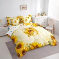 thumbnail image 3 of jejeloiu Blossoming Sunflower Flowers Bedding Comforter Set 7 Pieces,Country Flower Print Full Bedding Set,First Letter J Fitted Sheet Flat Sheet For Girls,Super Cozy Room Decor Reversible, 3 of 8