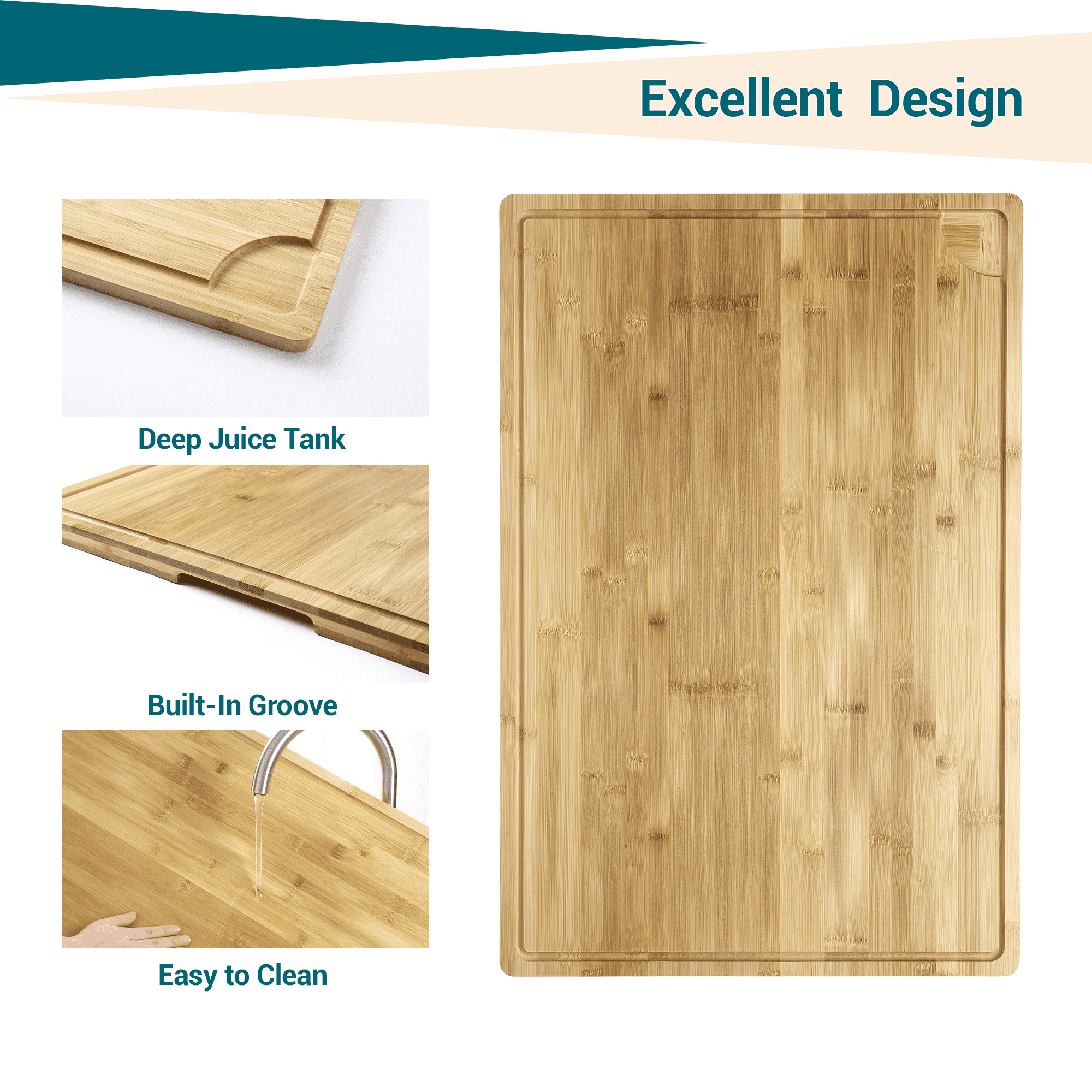 Extra Large Bamboo Cutting Board, 20 x 30 Inch Reversible Chopping Board with Deep Juice Groove and Handles, Pre-oiled Butcher Block Cutting Board for Meat, Vegetables, Fruit