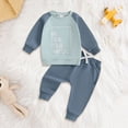 thumbnail image 2 of mgoYE Baby Boy Clothes 12-18 Months Toddler Baby Boy Clothes Letter Print Long Sleeve Sweatshirt Pullover Tops and Jogger Pants Cute Fall Winter Outfit(Blue,12-18 Months), 2 of 7