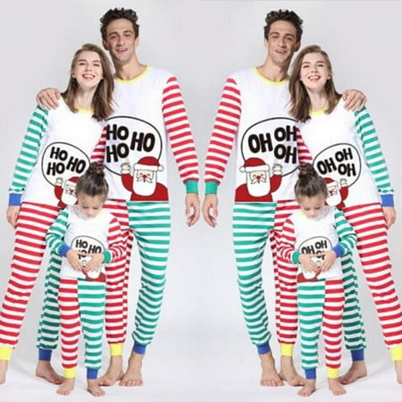 

Family Xmas Matching 2PCS Pajamas Set Letter Top+ Striped Pant Family Sleepwear