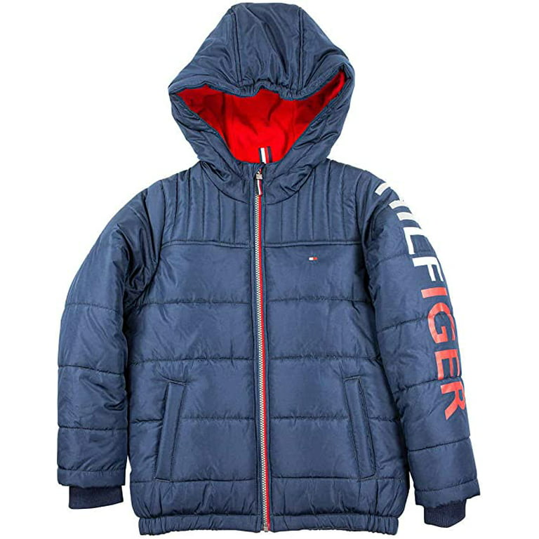 Monarch akademisk I udlandet Tommy Hilfiger Boys' Fleece Lined Hooded Puffer Jacket, Navy Blazer M 10/12  - Walmart.com