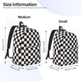 thumbnail image 3 of Naloa Black and White Checkerboard Canvas Backpack for Men Women Rucksack Casual Travel Daypack College Tote Satchel Bookbag for Teens-Small, 3 of 7