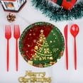 thumbnail image 7 of Christmas Party Plates Set Disposable Tableware 20 Pc Red Green Gold Holiday Dinnerware Paper Plates Cups Napkins for Festive Gatherings, 7 of 7
