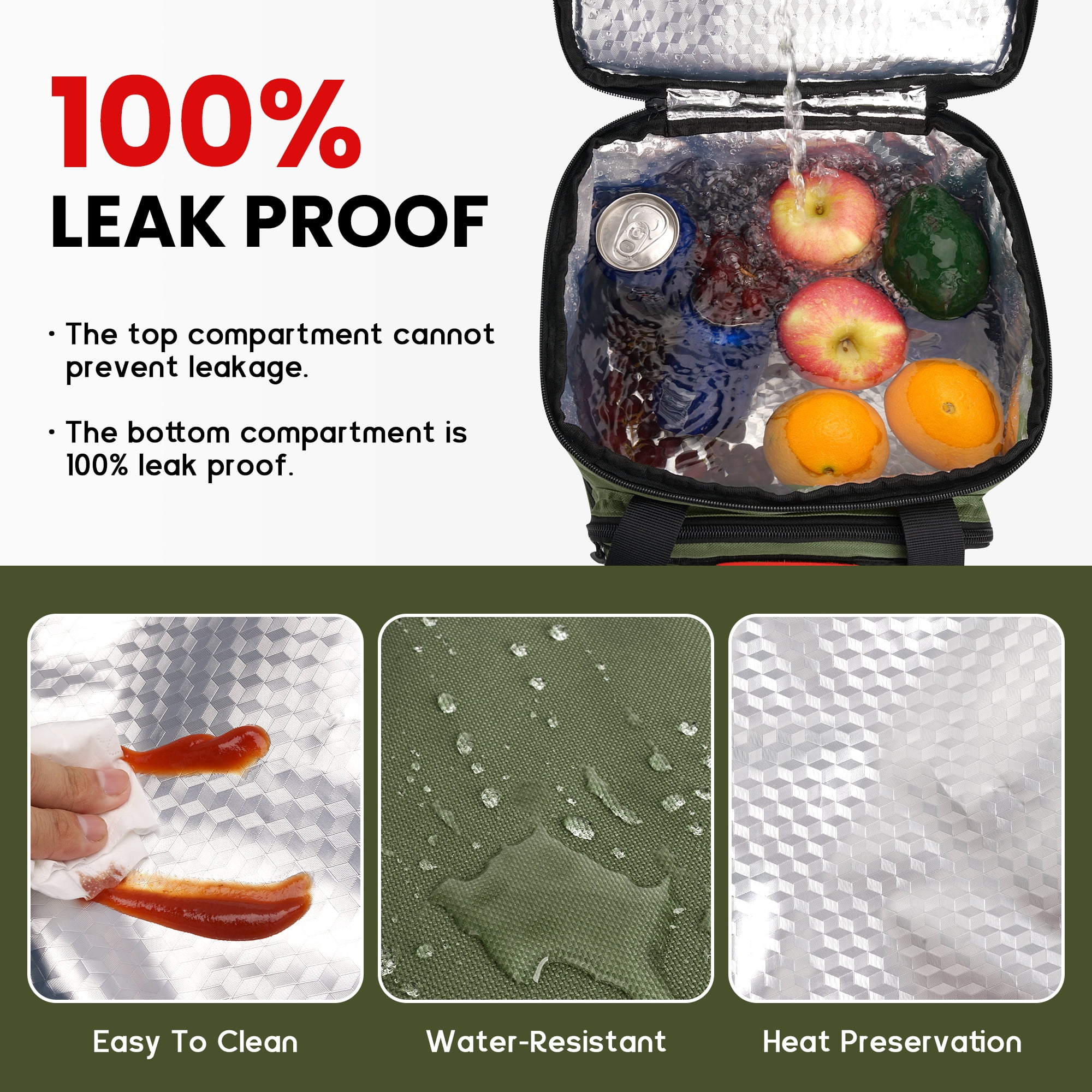 CODCEY Tactical Heavy Duty Insulated Expandable Double Deck Leakproof Large Reusable Lunch Bag Cooler
