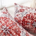 thumbnail image 3 of Boho Pillow Covers 18x18 Inch Square Set of 2, Christmas Red Throw Pillows for Couch Sofa Furniture, Velvet Farmhouse Decorative Pillows Carpet Pattern Ethnic Design Pillowcase for Bed Bench, 3 of 6