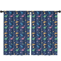 Blackout Kids Curtains,Dark Blue Space Dinosaur Pattern Childrens Insulated Curtains Set Of 2,Bedroom Essentials,Toddler Room Decor 52"x84"