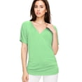 thumbnail image 4 of Made by Johnny Women's V Neck Short Sleeve Wrap Front Drape Dolman Top XXXL MINT, 4 of 4