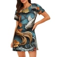 thumbnail image 1 of Disketp Colorful Koi Fish Art para Camisón Corto de Manga Corta para Mujeres, Camisón Cómodo con Escote Redondo, Bonito y Confortable, 1 of 6