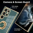 thumbnail image 3 of Galaxy S23 Ultra Case with Phone Ring Stand Full Body Protection Plated Rose Gold Edge Luxury Case for Samsung Galaxy S23 Ultra-Granny Grey, 3 of 12