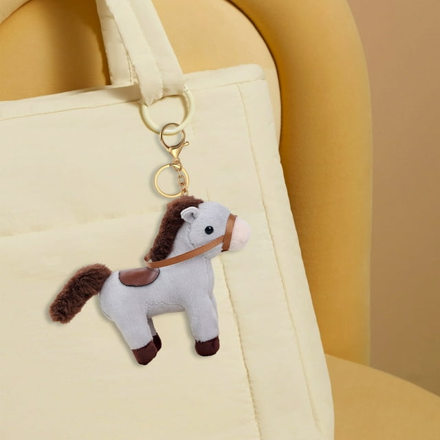 Llavero de peluche con la mascota del Año de los Caballos, ideal para colgar en mochilas, carteras o como decoración de regalo.