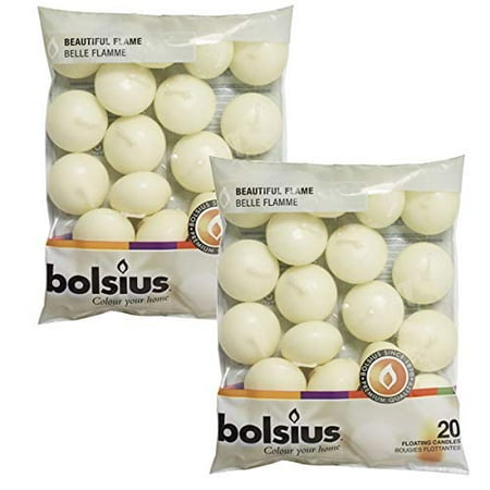 Ivory Floating Candles - Bolsius Unscented Floating Candles – Set of 40 Ivory Floating Candles 1.3/4 inch – Elegant Burning Candles – Candles Nice Smooth Flame – Party Accessories