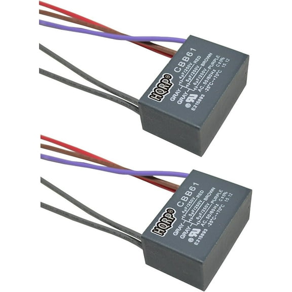 HQRP 2-Pack Ceiling Fan Capacitor CBB61 4uf 5uf 6uf 5-Wire