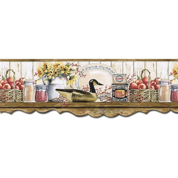 Kitchen Shelf Apples Wallpaper Border AFR7127