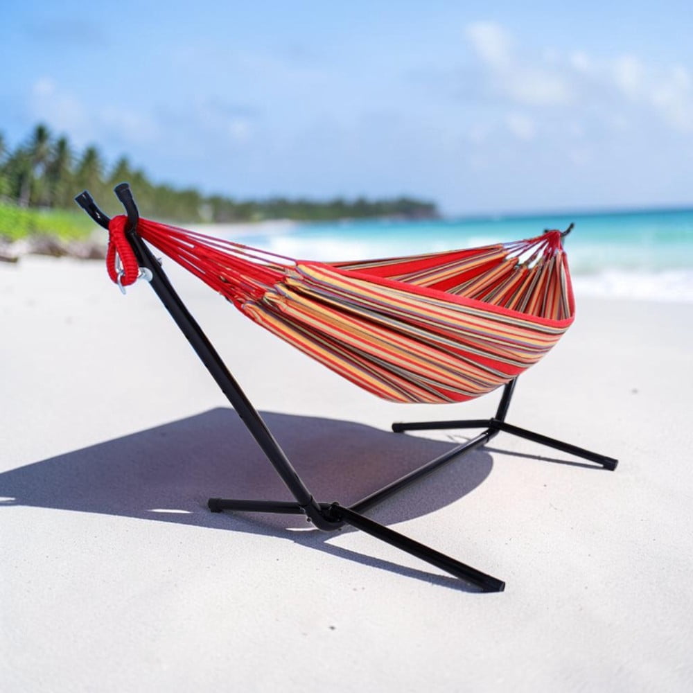 Tcbosik Hammock with Stand, Portable Hammock with Carrying Bag for Indoor & Outdoor, Patio, Garden, Porch, Balcony, Backyard, Red