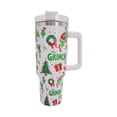 thumbnail image 1 of Gr1nch - Vaso de 40 onzas con asa y pajita, taza aislada de acero inoxidable, taza de viaje, taza de café de doble pared para bebidas frías y calientes, para Mantener Agua, Té, Vino, 1 of 8