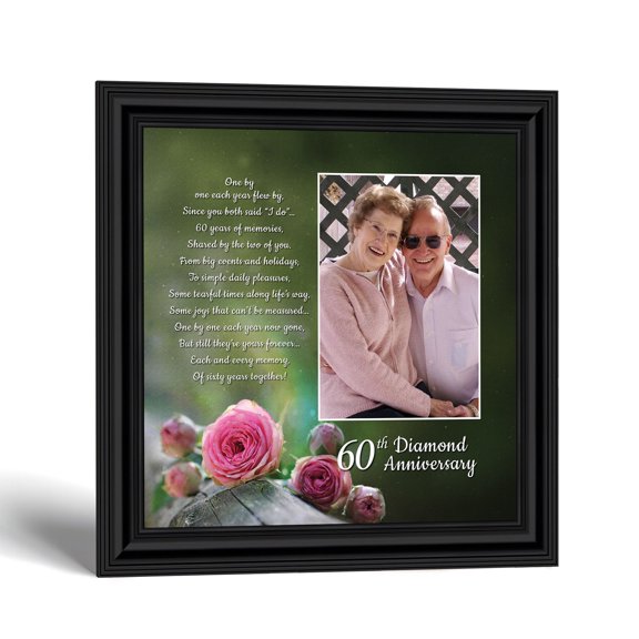 60th Anniversary Photo Frame, Diamond Wedding Gift for Grandparents