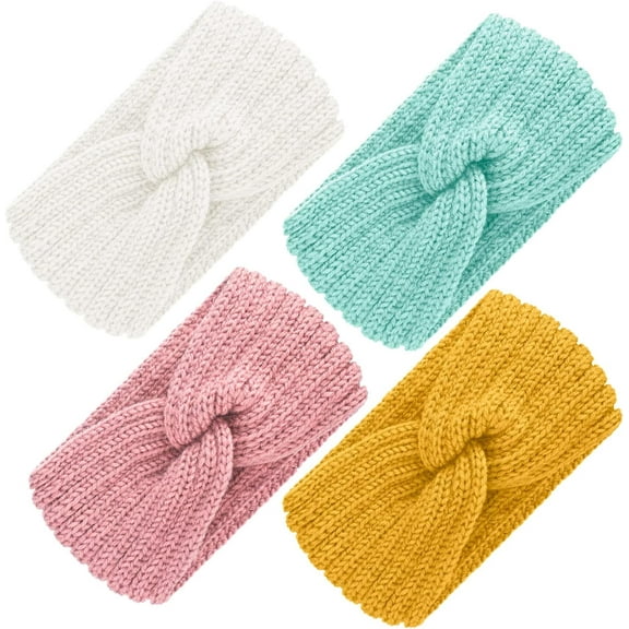 4 Pieces Chunky Knit Headbands Braided Winter Headbands Ear Warmers Crochet Head Wraps for Women Girls