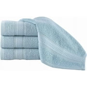 REGAL RUBY 4 Pieces Bath Linen Set Light Blue Washcloths Quick-Dry, Highly Absorbent, Soft Feel Fingertip Towels