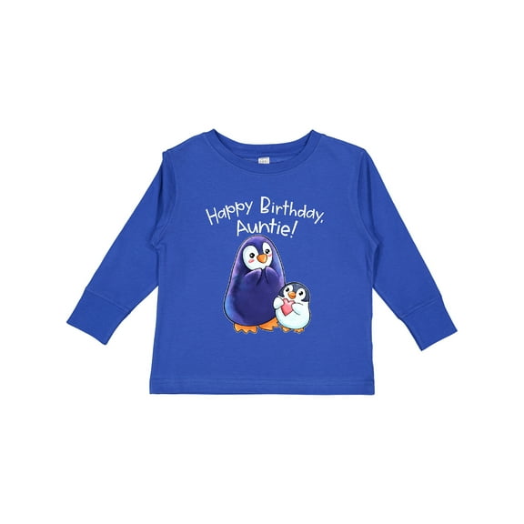 Inktastic Happy Birthday, Auntie Cute Penguins Boys or Girls Long Sleeve Toddler T-Shirt