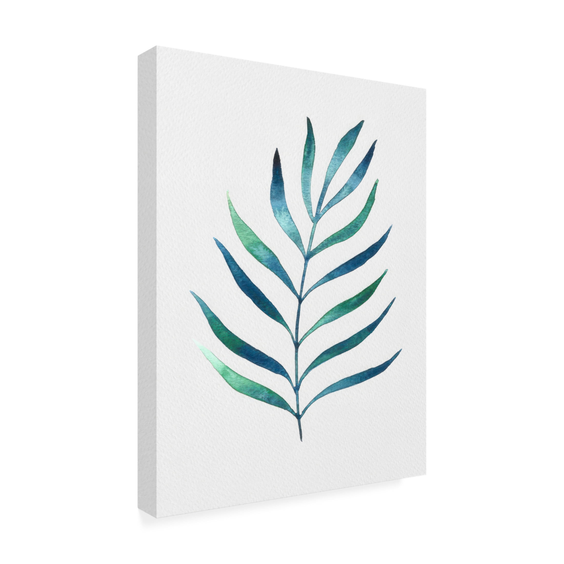 Canvas Wall Art - Cami Juncos 'Blue and Green Watercolor Leaves 2' Wall Art for Living Room, Bedroom, or Office Décor by Trademark Fine Art - 14 x 19 Inches