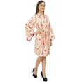 thumbnail image 2 of Bimba Robe Kimono Blanche à Impression Numérique pour Femmes, Ceinture de Mariée en Rayonne-18, 2 of 6
