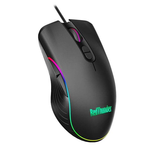 RedThunder Gaming Mouse Wired, 7 Programmable Buttons, Chroma RGB Backlit, 6400 DPI Adjustable, Comfortable Grip Ergonomic Optical PC Computer Gaming Mice with Fire Button