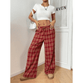 thumbnail image 2 of Panan Women's Autumn Camo Striped Grid Leopard Print Drawstring High - Waisted Casual Loose Fit Wide Leg Trousers Athletic Pants, 2 of 7