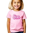 thumbnail image 2 of Pink Six Birthday Shirt for Girls Cute & Girly 6th Party Graphic Tee with Heart for Kids Pink Shirt 4T, 2 of 5