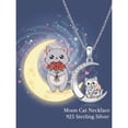 thumbnail image 3 of CACA LADY Cat Necklace 925 Sterling Silver Cute Cat on the Moon Pendant Animal Jewelry for Women Cat Lover Gifts for Daughter Granddaughter Wife Birthday, 3 of 6