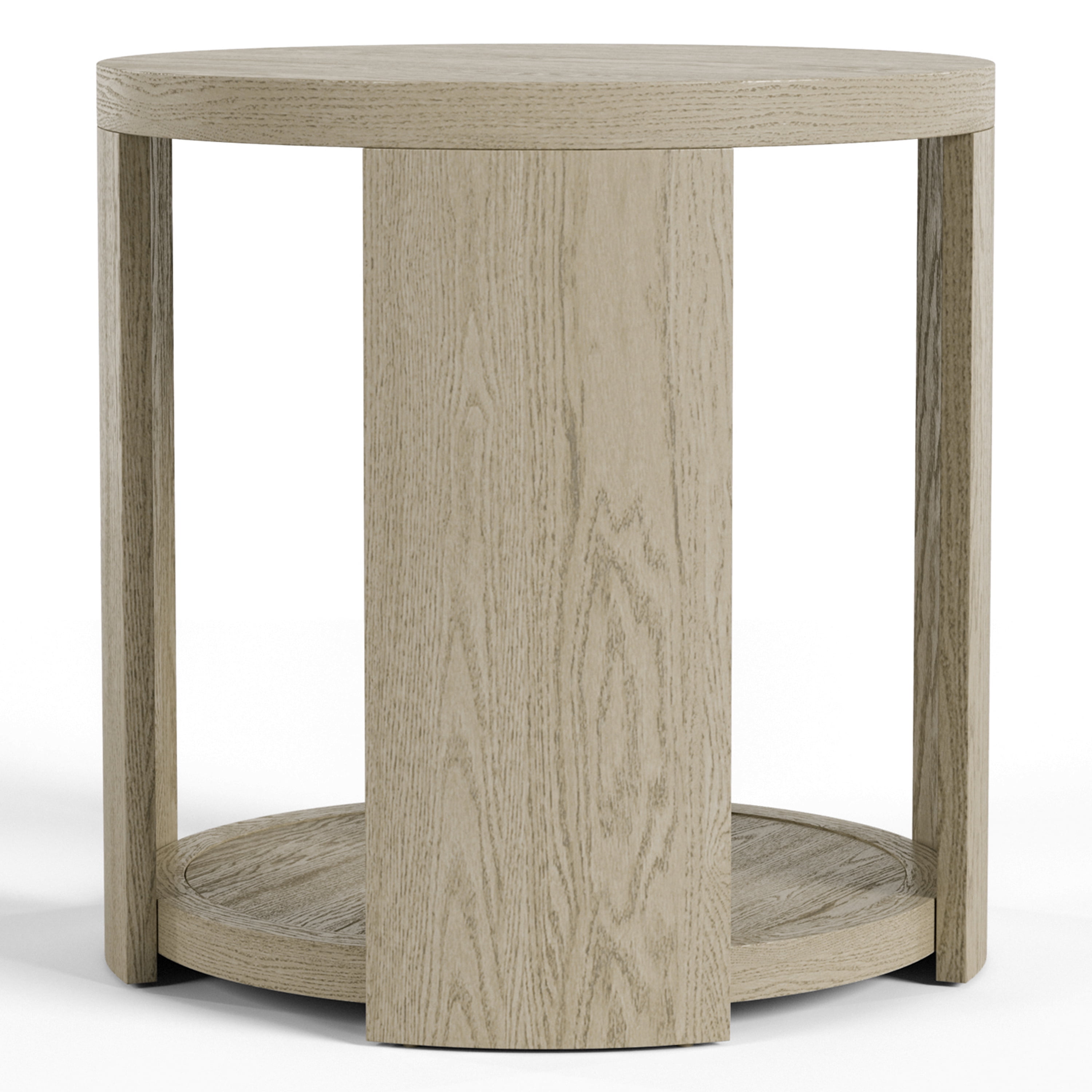 Furniture of America Cheri Modern 1-Shelf Solid Wood Round End Table, Oak