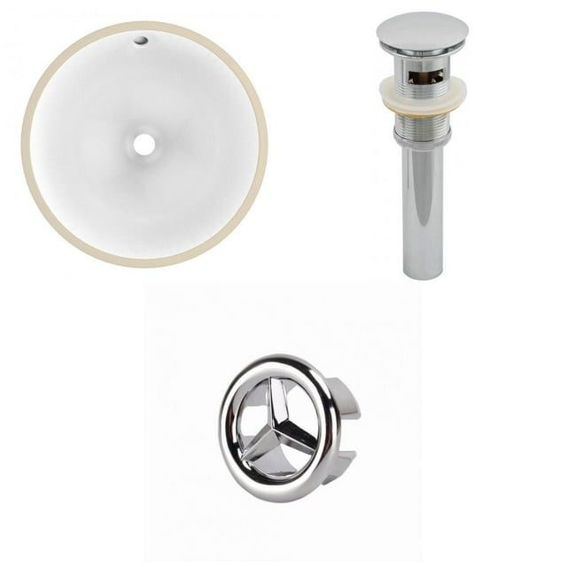 16.5-in. W Round Bathroom Undermount Sink Set In White - Chrome Hardware - Overflow Drain Incl. AI-20565