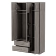 thumbnail image 6 of 3-Door Mirror  Wardrobe with 2 Drawers and Top Cabinet,Gray, 6 of 32