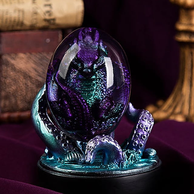 BKER Oeuf de Lave Phosphorescent dans le Noir Rêve Cristal Oeuf en Résine Transparent Poli à la Main Résine Exquise Artisanat de Table Exquise Unique (Vert + Base)