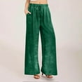 thumbnail image 2 of ABATAB Velvet Pants for Women Dressy Casual Wide Leg Pants Stretchy Drawstring Elastic Waisted Velour Palazzo Pants, 2 of 6