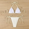thumbnail image 7 of Womens Swimsuits Solid Color Lace Up Halter Brassiere With Thongs Sexy Brazilian Two Piece Bikini Sets For Women Swimwears Bathing Suits,White,M, 7 of 7