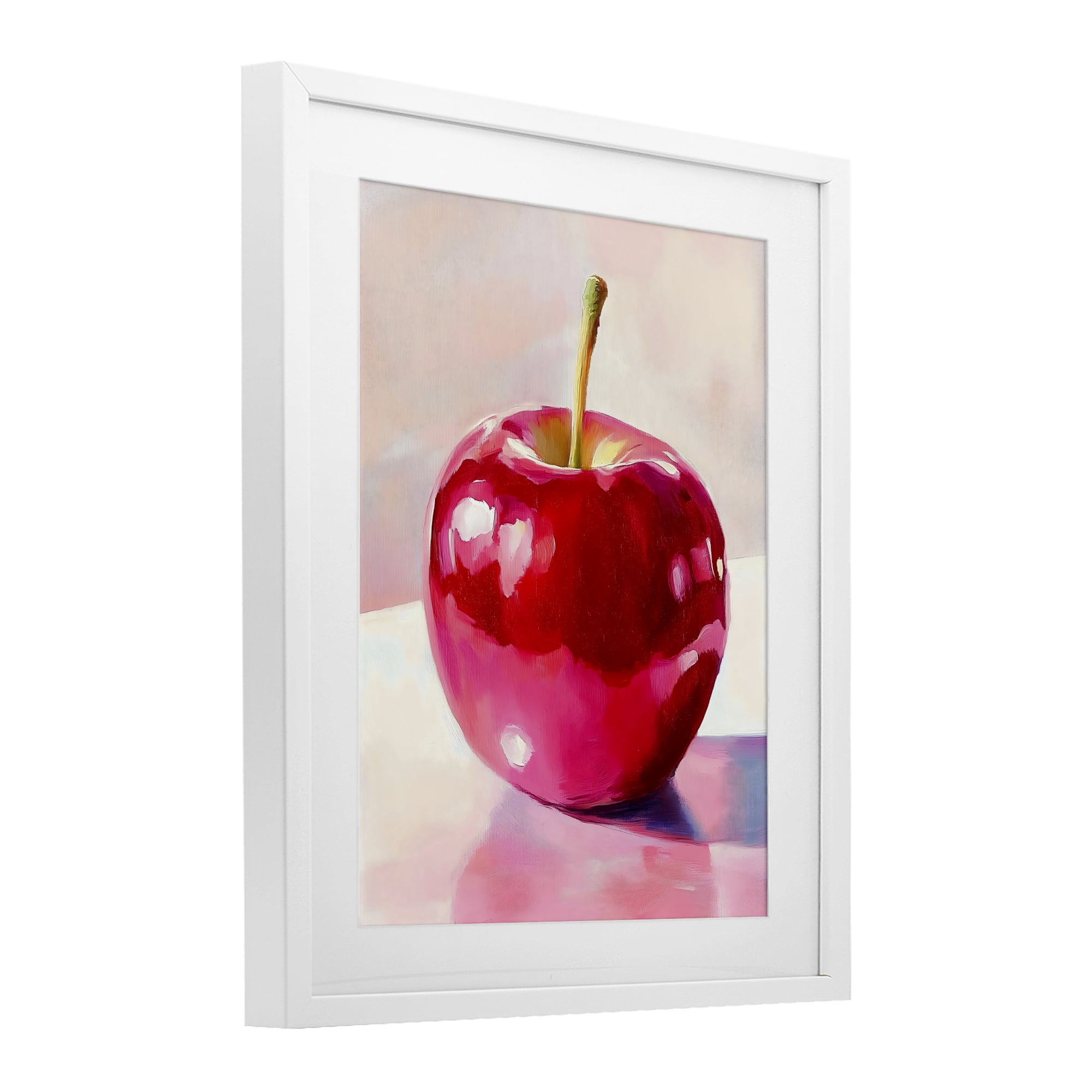 Stupell Industries Shiny Red Apple Reflection White Framed Print Under Glass, design by The Prints Vibe