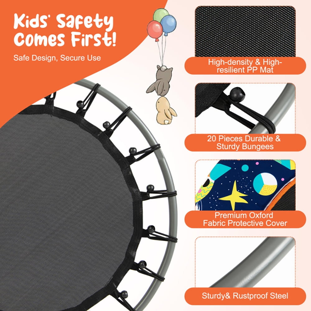 Barara King Backyard Trampoline, Trampoline,36 Inch Mini Trampoline with Colorful LED Lights and Bluetooth Speaker-Multicolor