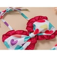 thumbnail image 4 of Girls Sister Matching Swimwear Bikini Costume Heart Print Swimsuit Ruffles Shorts, 4 of 6