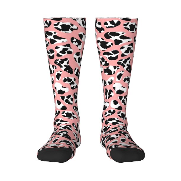 Fotbe Cow Animal Skin Calcetas Divertidas Estampadas para Hombre y Mujer, Calcetas de Algodón hasta la Rodilla para Caminar, Correr, Enfermería y Embarazo