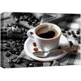 thumbnail image 1 of Impression sur Toile Art Mural Café Espresso Grain de Café Tasse de Café Cuisine et Cuisson Photographie Alimentaire Art Moderne Réalisme Décoratif Pittoresque Coloré Relaxant/douillet/zen pour Salon, Chambre, Bureau - 12"x18 Pouces, 1 of 6