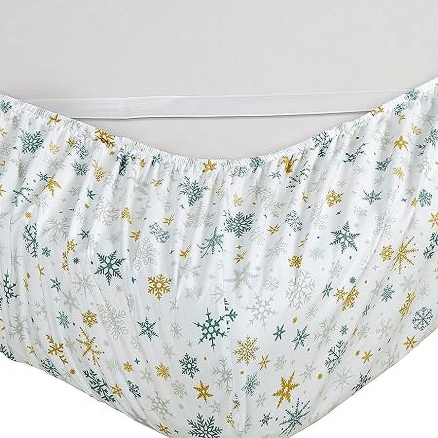 Elegant Comfort Soft 6-Piece Bed Sheets Set High-Quality Microfiber, Wrinkle & Fade Resistant, Holiday Pattern, Cal King, Gold Snowflake