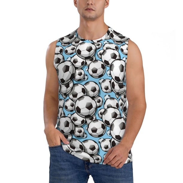 Fotbe Football Soccer Ball Men's Camiseta sin Mangas Estampada para Hombres, Playera Casual para Gimnasio, Entrenamiento, Playa-Medium