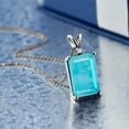 thumbnail image 2 of Gem Stone King 925 Silver Green Turquoise Pendant Necklace for Women (5.02 Cttw, Gemstone Birthstone, Emerald Cut 14X10MM, with 18 inch Silver Chain), 2 of 4