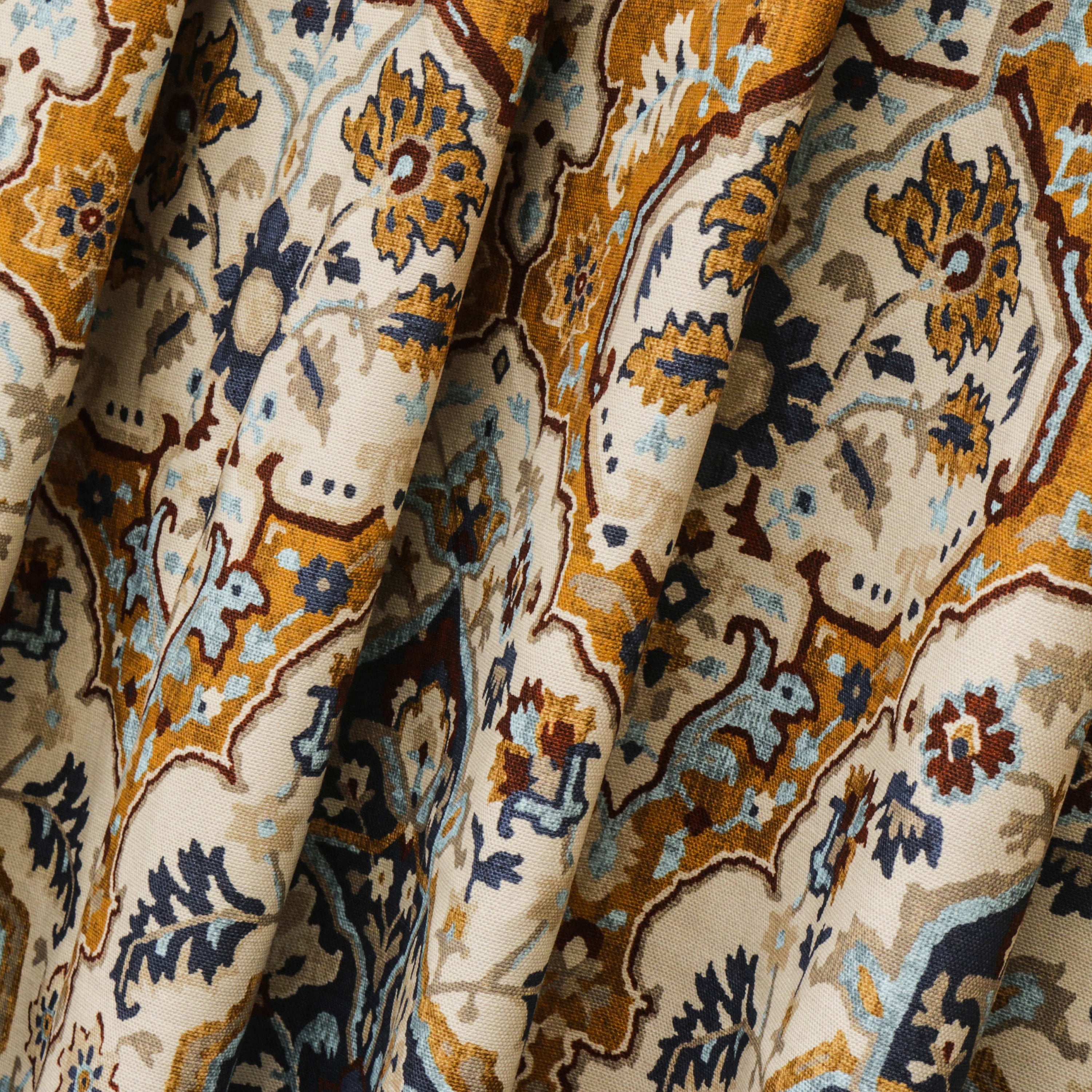 Fabric Mart Direct Cream, Beige Cotton Printed Fabric By The Yard, 54 inches or 137 cm width, 15 Continuous Yards Beige Cotton Fabric, Traditional, Upholstery Drapery Curtain Wholesale Fabric