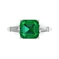 thumbnail image 2 of 3ct asscher cut green emerald 18k white gold 3 stone Bridal Wedding Engagement Promise Anniversary Ring for Women size 8, 2 of 7
