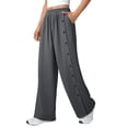 thumbnail image 6 of Side Button Wide Leg Pants for Women Cotton Linen Blend Elastic Waist Pockets Casual Trousers 2026 Trendy Fashion Wear for Daily and Casual Outings, 6 of 6