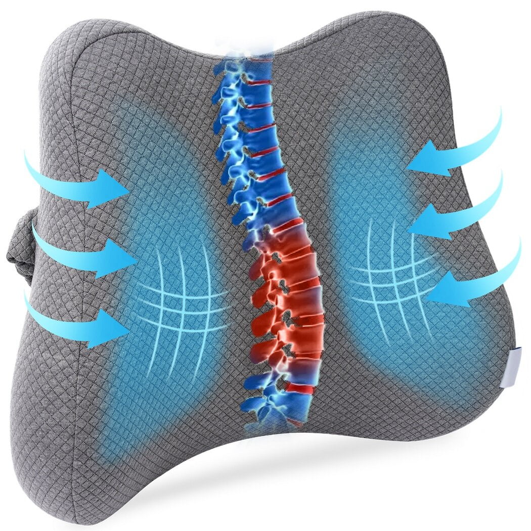 Lumbar Support Pillow, Lumbar Waist Protection Pad, Resilient Memory Foam Spine Relax Pillow