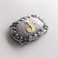 thumbnail image 3 of Antique Brushed Silver Initial Letter J Cowboy Cowgirl Western Belt Buckle, 3 of 6