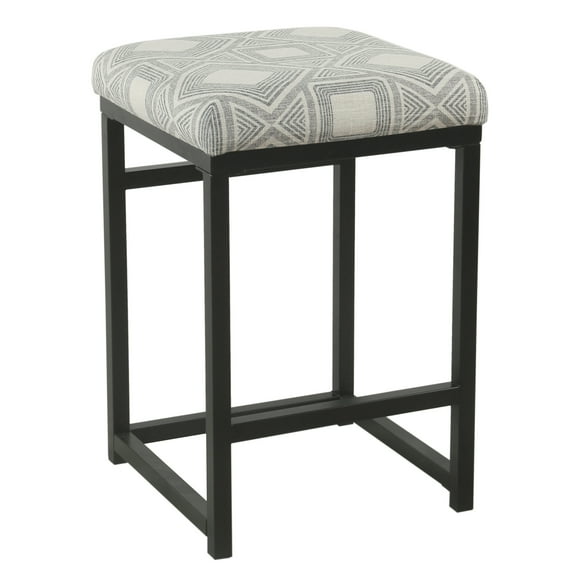 HomePop Open Back Counter Stool - Charcoal Square Geometric